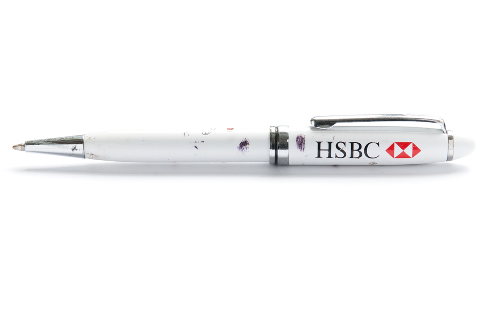 David Blackmore: HSBC metal ballpoint pen (black ink), circa 2009